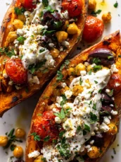 Mediterranean Stuffed Sweet Potato Boats