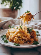 Cheesy Ground Beef and Rice Casserole