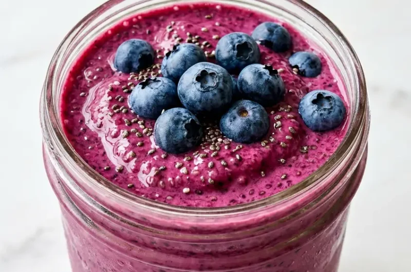 Pinterest pin image for thick creamy chia seed smoothie recipe