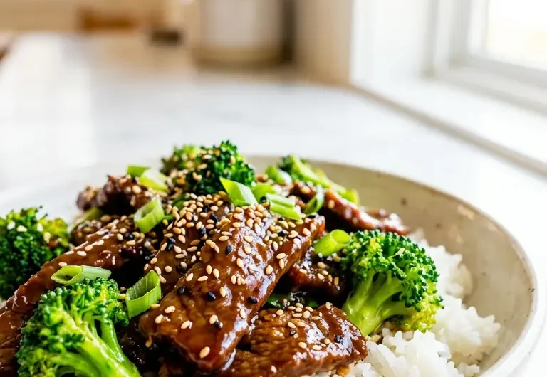 Pinterest pin image for Chinese beef and broccoli recipe