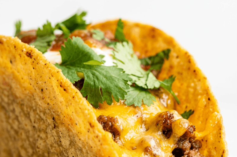 Pinterest pin image for crispy ground beef tacos