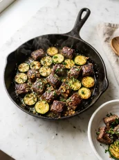 Garlic Butter Steak Bites with Zucchini