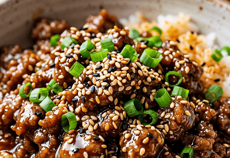 Pinterest pin image for Korean ground beef bowl recipe