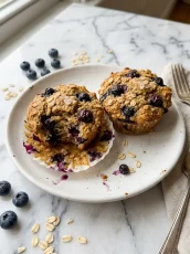 High-Protein Oatmeal Blueberry Muffins