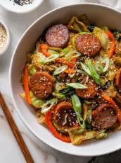 Easy Sausage and Cabbage Stir Fry [Low Carb, 25 Min]