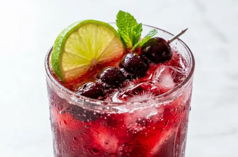 Pinterest pin image for tart cherry magnesium mocktail sleep drink recipe
