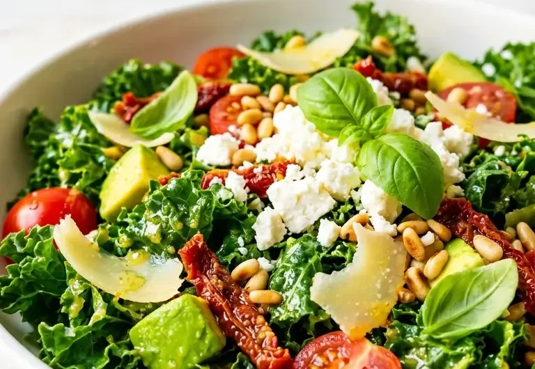 Pinterest pin image for Marry Me Salad showing vibrant close-up of the finished salad in a white bowl