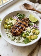 Honey Lime Chicken & Avocado Rice Bowl – Easy High-Protein Healthy Dinner