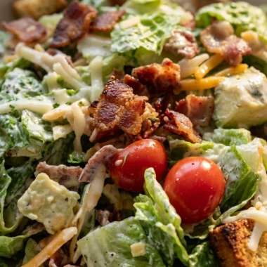 Close-up of BLT Salad freshly made and ready to serve