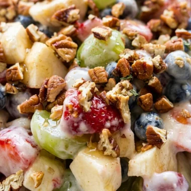 Close-up of Breakfast Fruit Salad freshly made and ready to serve