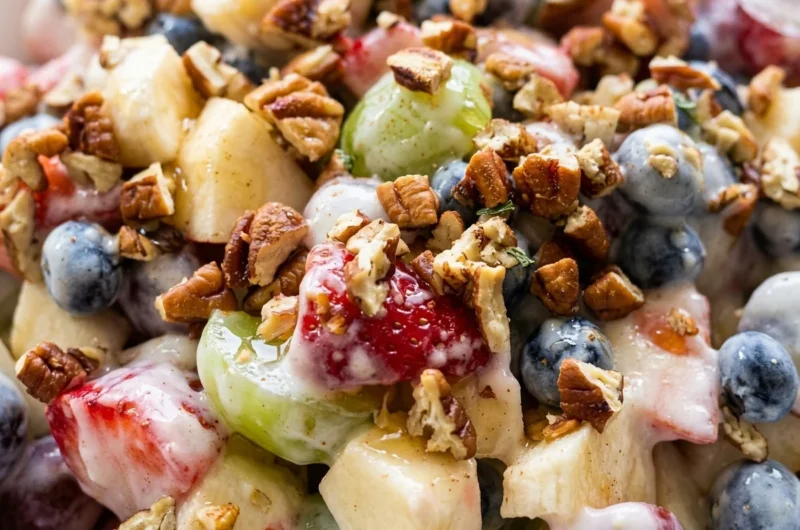 Close-up of Breakfast Fruit Salad freshly made and ready to serve