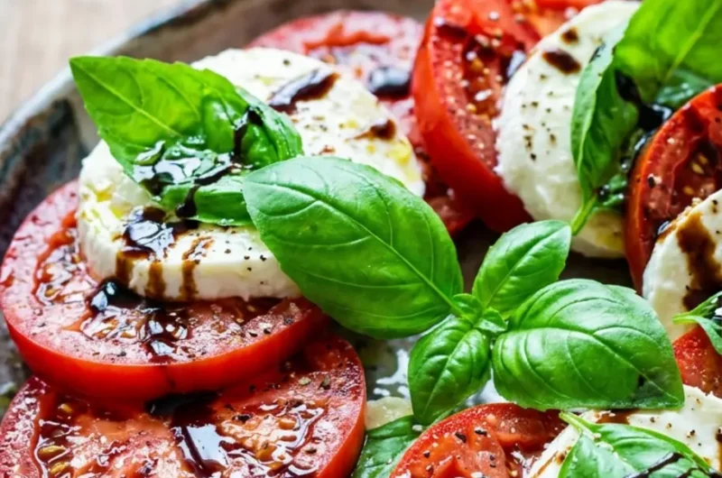 Pinterest pin image for Caprese Salad with Balsamic Glaze