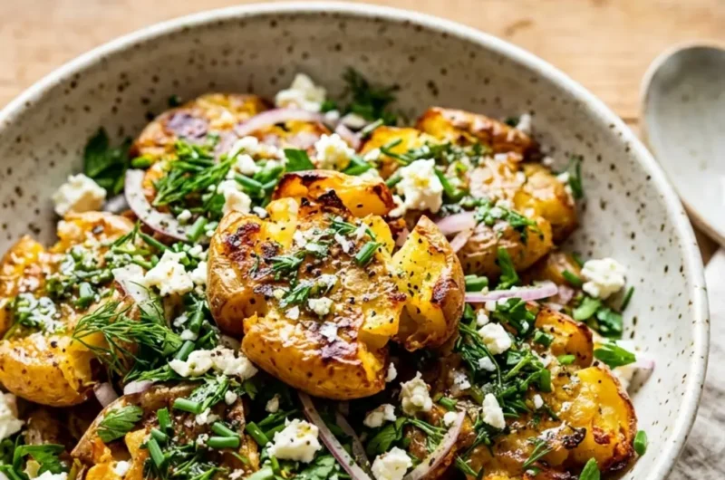 Crispy Smashed Potato Salad: 30-Minute Ultimate Side 3 pinterest pin image for crispy smashed potato salad
