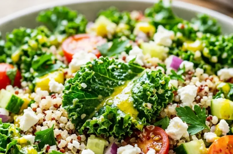 kale quinoa salad with lemon dressing pin image