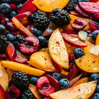 Close-up of Summer Fruit Salad freshly made and ready to serve