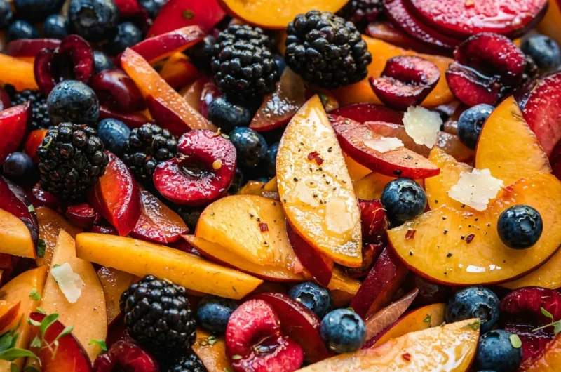 Close-up of Summer Fruit Salad freshly made and ready to serve