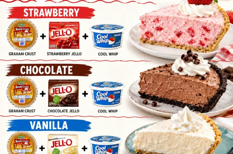 Summer No-Bake Cool Whip Pies (4 Easy Flavors) 1 Four no-bake Cool Whip pies - strawberry, chocolate, vanilla and peach