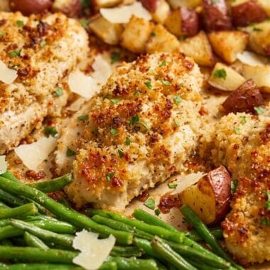 Parmesan Crusted Chicken Sheet Pan Dinner