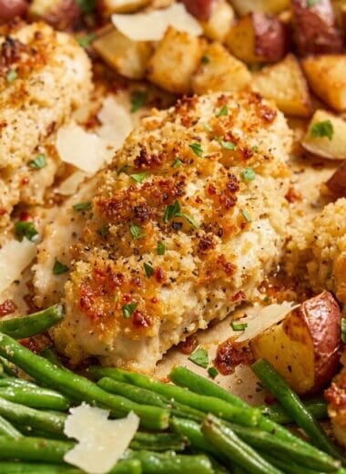 Parmesan Crusted Chicken Sheet Pan Dinner