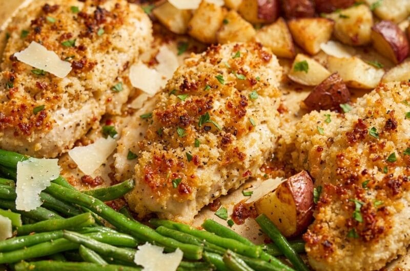 Parmesan Crusted Chicken Sheet Pan Dinner