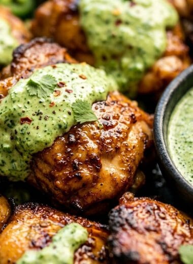 Peruvian Grilled Chicken with Creamy Green Sauce