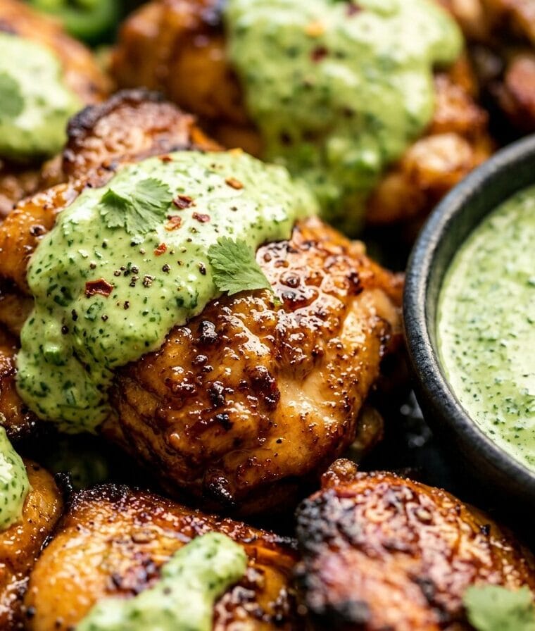 Peruvian Grilled Chicken with Creamy Green Sauce