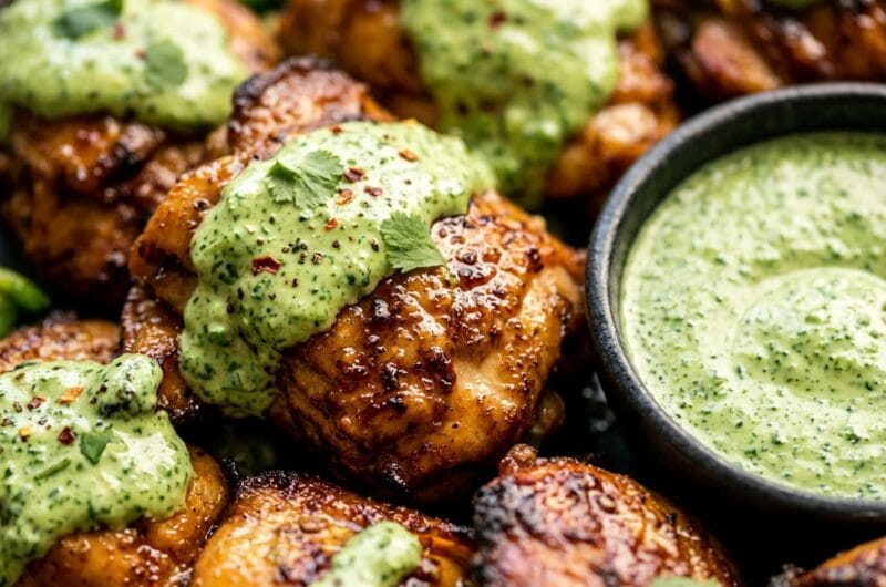 Peruvian Grilled Chicken with Creamy Green Sauce