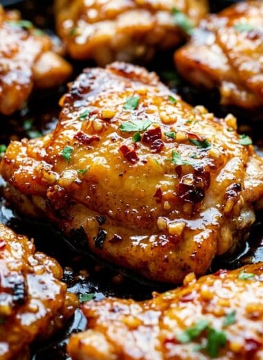 Sticky Honey Garlic Chicken Thighs