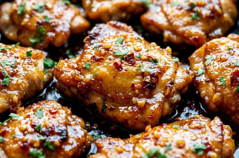 Sticky Honey Garlic Chicken Thighs