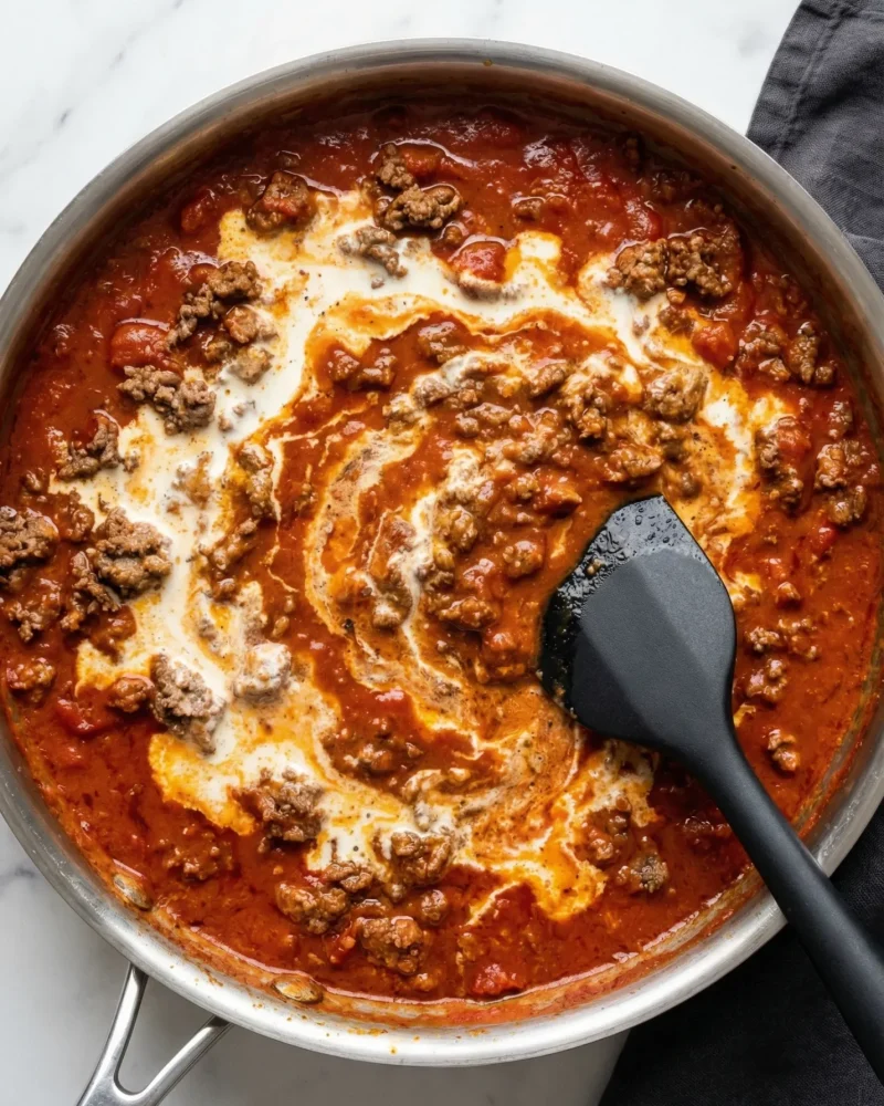 creamy-beef-pasta-sauce-process